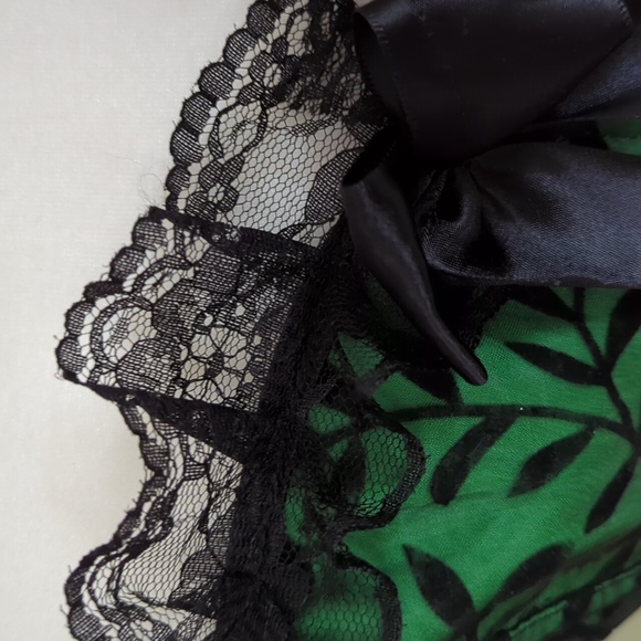 Strapless Lace Ruffle Lace Up Corset With Panty Lingerie Plus 4XL Green Black - Picture 9 of 16